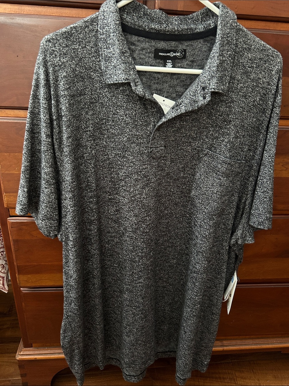 Treasure & Bond Marled Charcoal Polo Shirt
Size XXL.  NWT